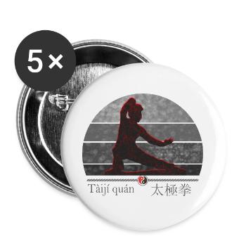 Tai Chi Kämpferin - Trainings Outfit Geschenk - Buttons groß 56 mm (5er Pack) - Weiß - Vorne