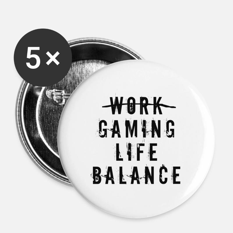 gaming life balance - Buttons large 2.2''/56 mm (5-pack) - white
