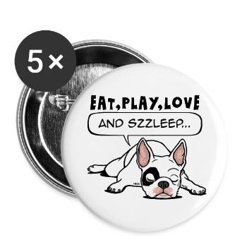 Sleeping French bulldog - Buttons large 2.2''/56 mm (5-pack) - white - Front