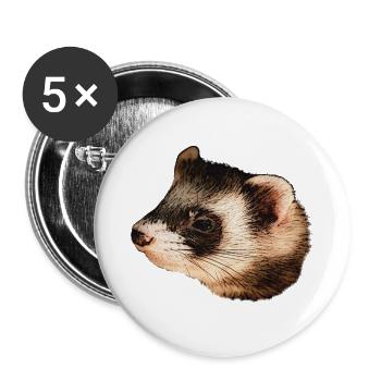 Tête de martre, jolie fille à motifs d’animaux - Lot de 5 grands badges (56 mm) - blanc - Devant