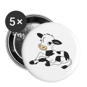 Schwarz, Weißes Kalb, Kalb - Buttons groß 56 mm (5er Pack) - Weiß - Vorne