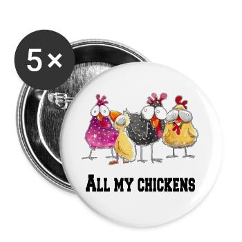 All my chickens - Buttons large 2.2''/56 mm (5-pack) - white - Front