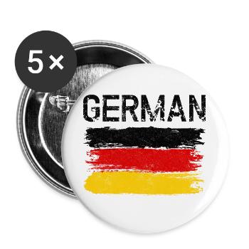 German Flag Brushstroke - Buttons large 2.2''/56 mm (5-pack) - white - Front