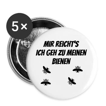 MIR REICHT´S ICH GEH ZU MEINEN BIENEN - Buttons groß 56 mm (5er Pack) - Weiß - Vorne