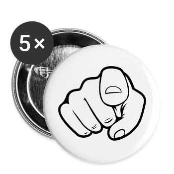 Main pointée du doigt - Lot de 5 grands badges (56 mm) - blanc - Devant