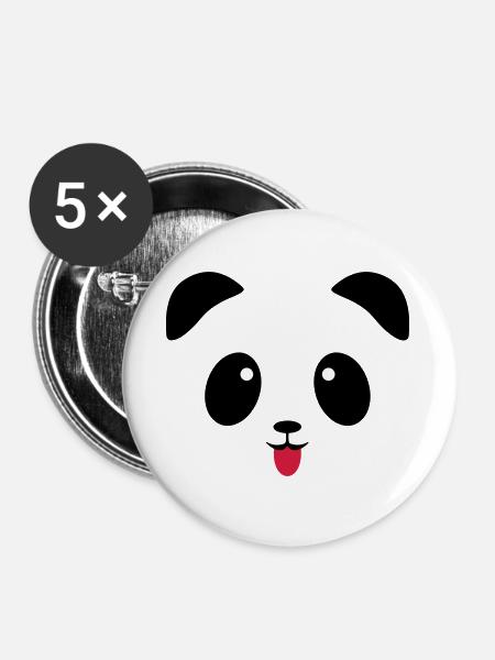 Panda face tongue - Buttons large 2.2''/56 mm (5-pack) - white