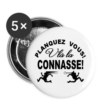 Planquez vous voilà la Chiante Cadeau Humour - Lot de 5 grands badges (56 mm) - blanc - Devant