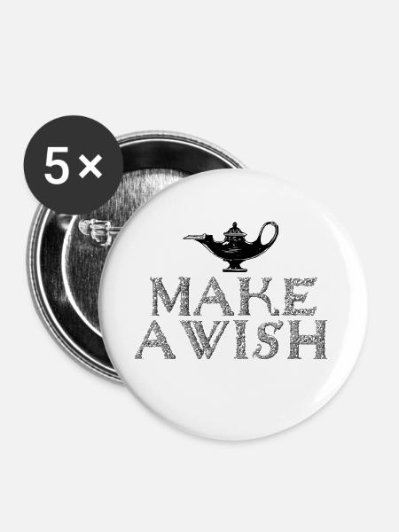 MAKE A WISH - Buttons groß 56 mm (5er Pack) - Weiß