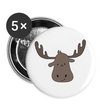 Funny gifts for children with small moose - Buttons large 2.2''/56 mm (5-pack) - white - Front