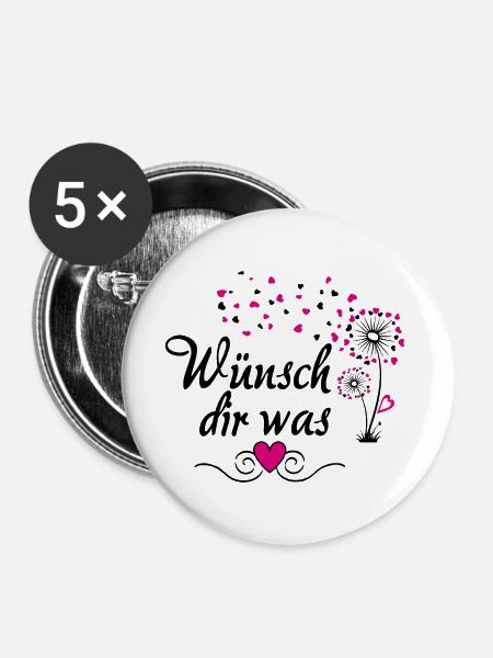Wünsch dir Was - Buttons groß 56 mm (5er Pack) - Weiß