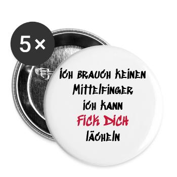 Fick Dich lächeln - Buttons groß 56 mm (5er Pack) - Weiß - Vorne