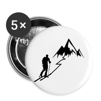 Touring ski gift ski tour gift idea mountain - Buttons large 2.2''/56 mm (5-pack) - white - Front