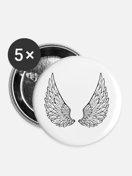 Engelsflügel - Buttons groß 56 mm (5er Pack) - Weiß