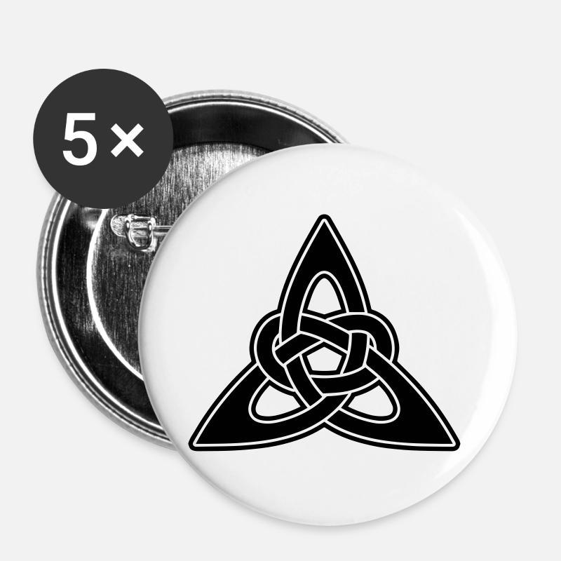Celtic knots - Buttons large 2.2''/56 mm (5-pack) - white