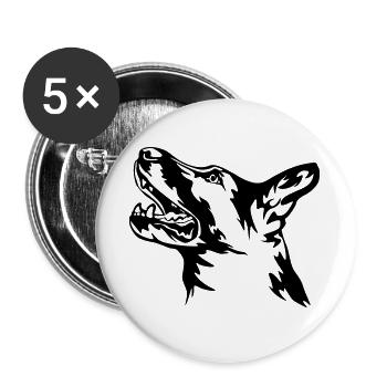German Shepherd Head - Buttons large 2.2''/56 mm (5-pack) - white - Front