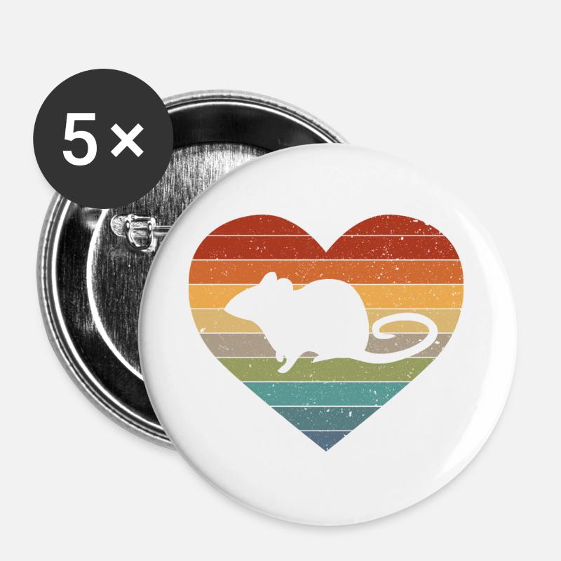Rat rats - Buttons large 2.2''/56 mm (5-pack) - white