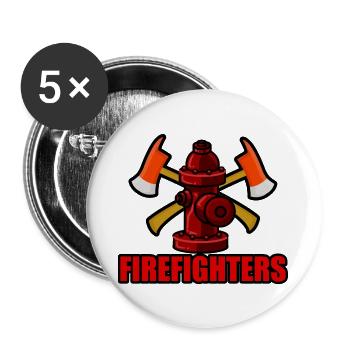 firefighter with ax - Feuerwehrmann mit Axt - Buttons groß 56 mm (5er Pack) - Weiß - Vorne
