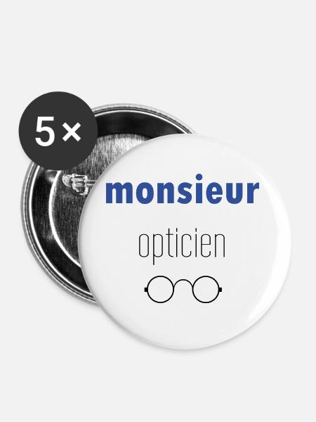 Herr Optiker - Buttons groß 56 mm (5er Pack) - Weiß