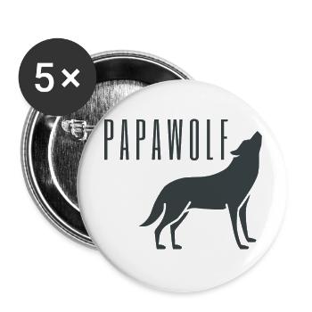 Wolf Wolves Dad Father Father's Day Papi Daddy Gift - Buttons large 2.2''/56 mm (5-pack) - white - Front