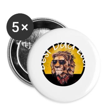 Best Löwe Dad Ever - Buttons groß 56 mm (5er Pack) - Weiß - Vorne