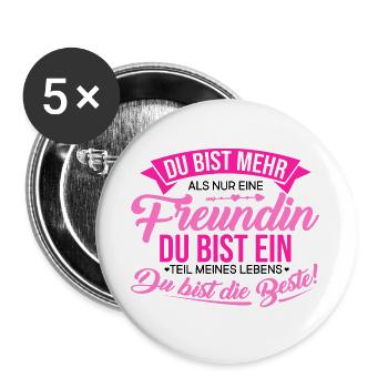 Beste Freundin Welt Wahre Freunschaft Best Friend - Buttons groß 56 mm (5er Pack) - Weiß - Vorne