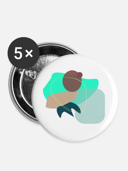 Abstract Shapes - Buttons groß 56 mm (5er Pack) - Weiß