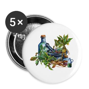 Herb Witch Utensils Fantasy Design - Buttons large 2.2''/56 mm (5-pack) - white - Front