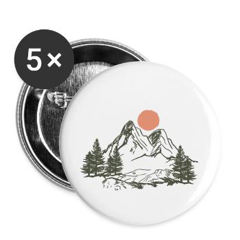 Mountain Nature Tents Camping stars forest gift - Buttons large 2.2''/56 mm (5-pack) - white - Front