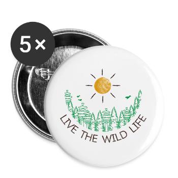 Vivez la forêt de la vie sauvage - Lot de 5 grands badges (56 mm) - blanc - Devant