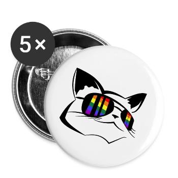 Pride Chat LGBT - Lot de 5 grands badges (56 mm) - blanc - Devant
