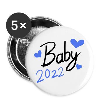 Baby 2022 - Neugeborenes 2022 - Buttons groß 56 mm (5er Pack) - Weiß - Vorne