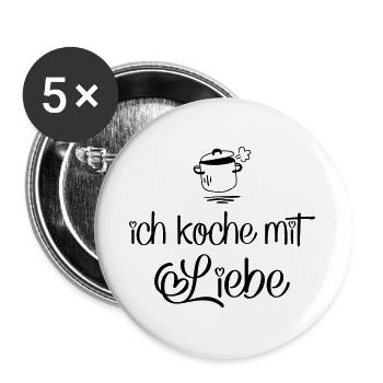 Kochen mit Liebe - Buttons groß 56 mm (5er Pack) - Weiß - Vorne