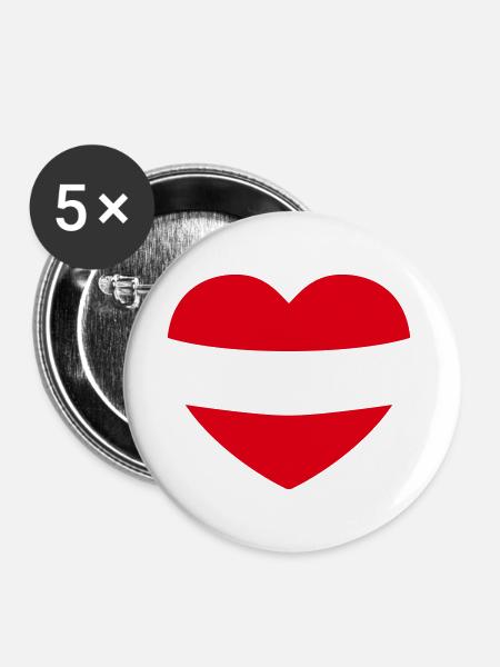 Austria Love! - Buttons groß 56 mm (5er Pack) - Weiß