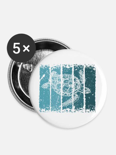 Schildkröte - Buttons groß 56 mm (5er Pack) - Weiß