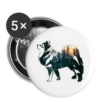 Finnish lapphund with forest - Buttons large 2.2''/56 mm (5-pack) - white - Front