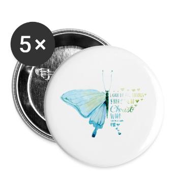 Toutes choses Par Jésus Christ Faire Papillon - Lot de 5 grands badges (56 mm) - blanc - Devant