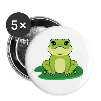 Frosch - Buttons groß 56 mm (5er Pack) - Weiß - Vorne