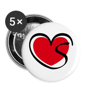 Liebe Herz Buchstabe S - Buttons groß 56 mm (5er Pack) - Weiß - Vorne