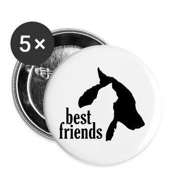 Dog Cat Best Friends Friendship Silhouette - Buttons large 2.2''/56 mm (5-pack) - white - Front