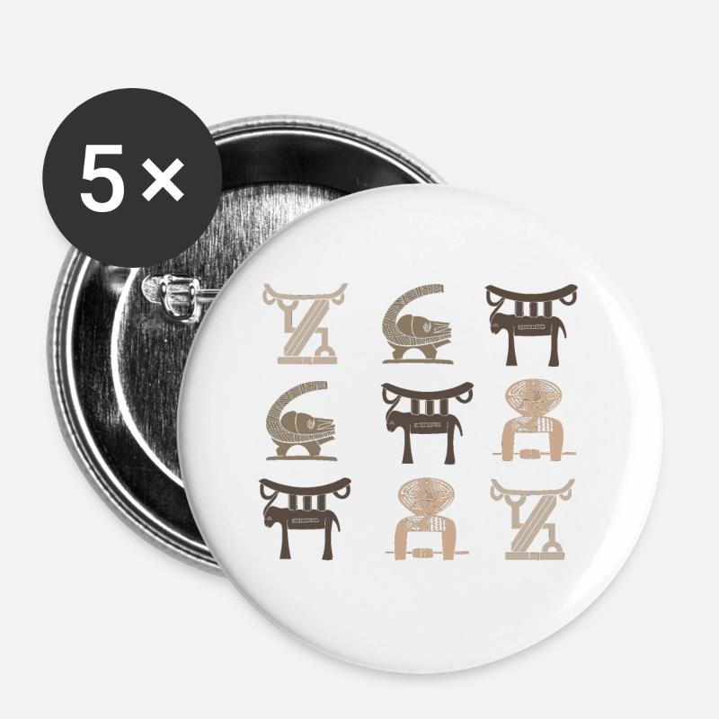 Abstract African tribal art - Buttons large 2.2''/56 mm (5-pack) - white