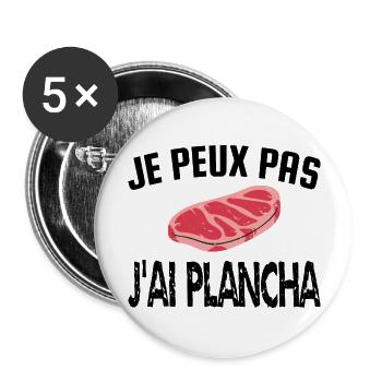 je peux pas j'ai plancha - Lot de 5 grands badges (56 mm) - blanc - Devant