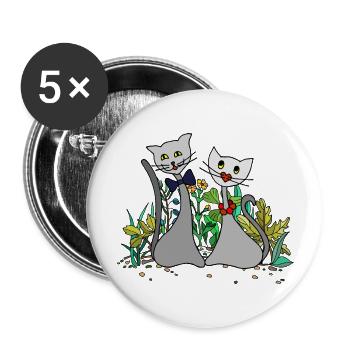 Chats - Lot de 5 grands badges (56 mm) - blanc - Devant