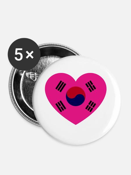 Liebe Korea - Buttons groß 56 mm (5er Pack) - Weiß