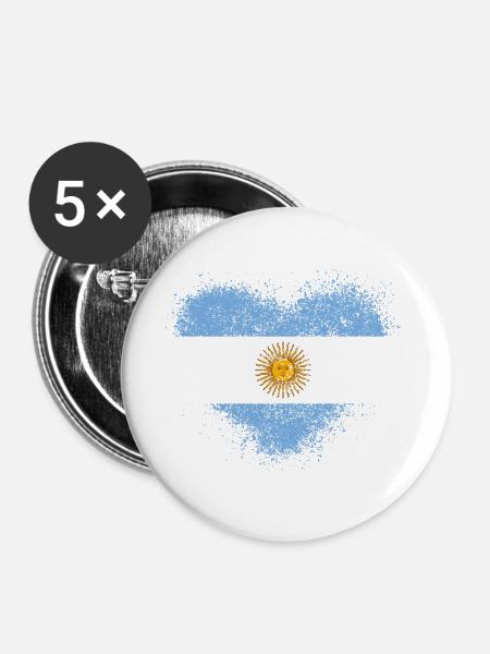 Argentinien - Buttons groß 56 mm (5er Pack) - Weiß