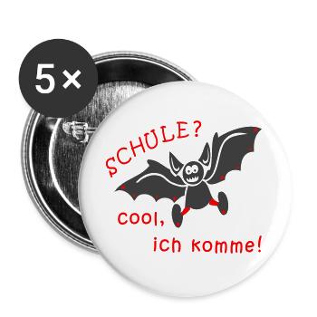 Schule Kindergarten Fledermaus - Buttons groß 56 mm (5er Pack) - Weiß - Vorne