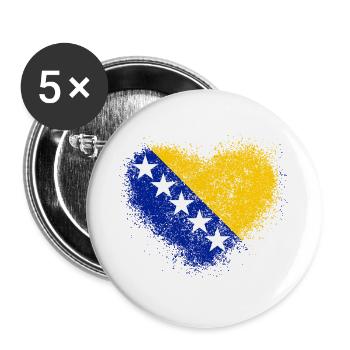 Bosnien und Herzegowina - Buttons groß 56 mm (5er Pack) - Weiß - Vorne