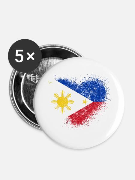 Philippinen - Buttons groß 56 mm (5er Pack) - Weiß