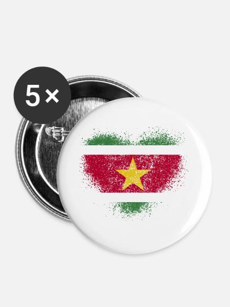 Suriname - Buttons groß 56 mm (5er Pack) - Weiß