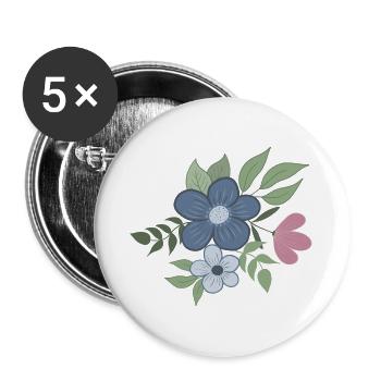 Flower Floral - Buttons large 2.2''/56 mm (5-pack) - white - Front