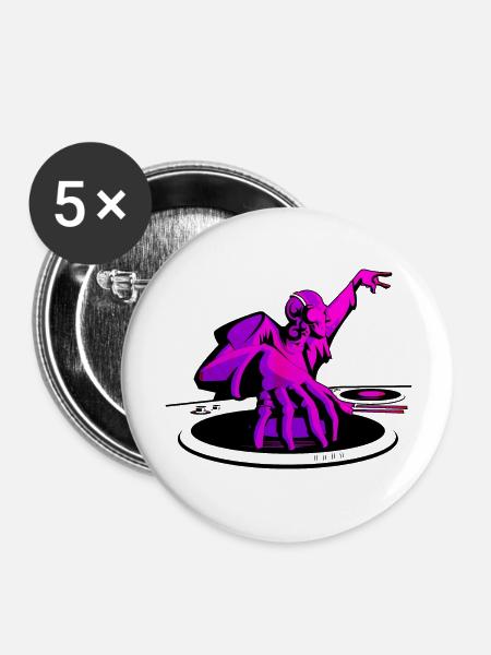 Diskjockey - Buttons groß 56 mm (5er Pack) - Weiß